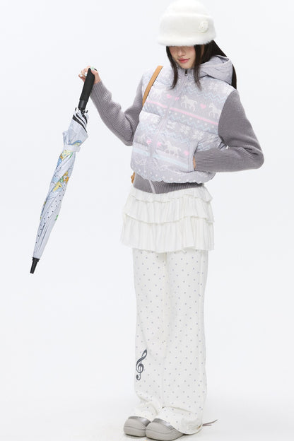 Fair Isle Sweater Down Coat