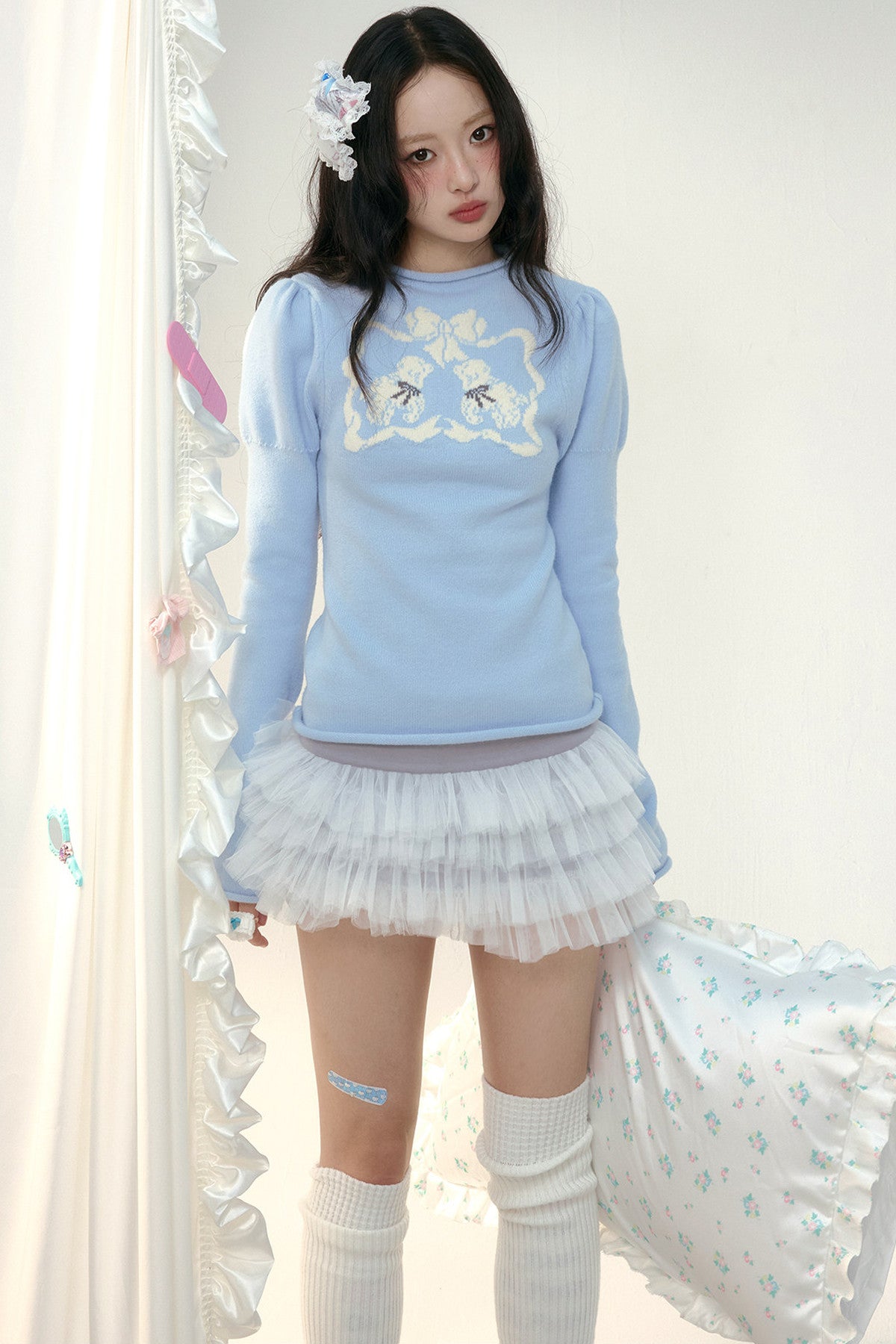 Irregular Layered Color-Blocked Mesh Skirt