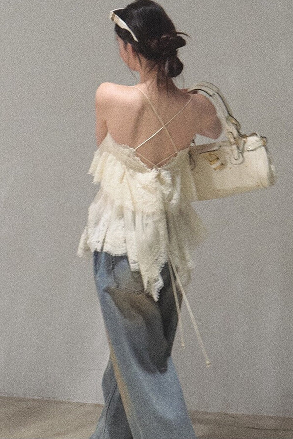 Vintage Hand-Painted Wide Leg Jeans Set