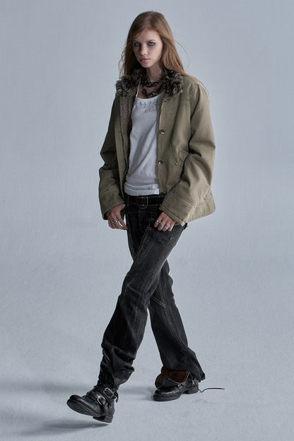 Reversible Seamed Metal Button Jacket