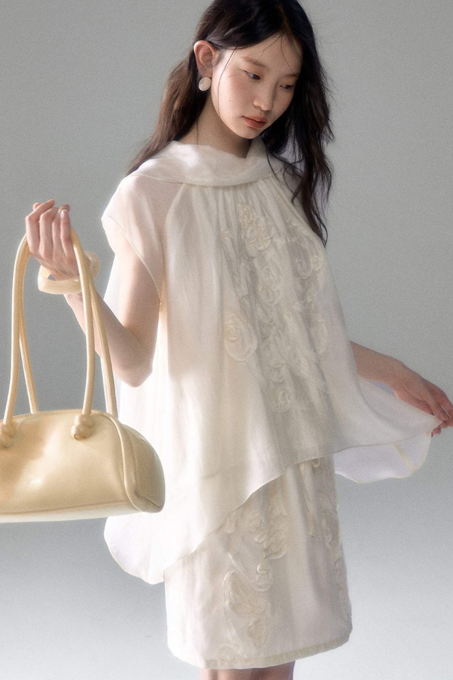 Tencel Acetate Bird Floral Top and Skirt Set-Up