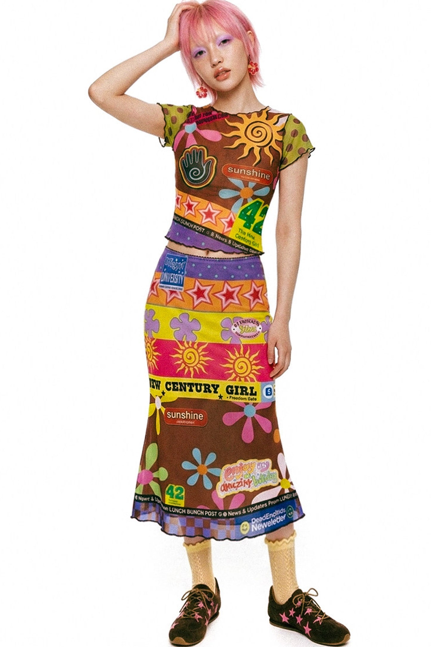 Retro Mesh Fishtail Skirt Set-Up