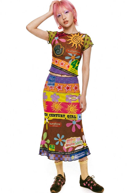 Retro Mesh Fishtail Skirt Set-Up