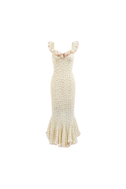 Hoch tailliertes florales Fischschwanz-Kleid-Set