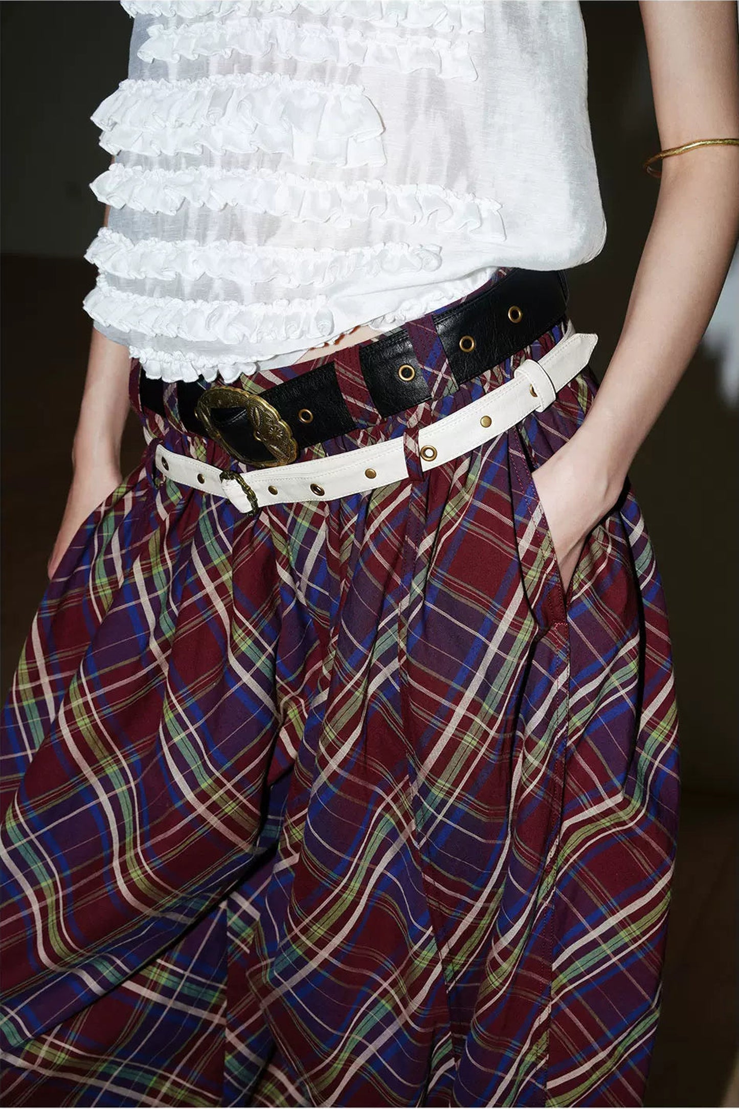Retro Plaid Cotton Pants