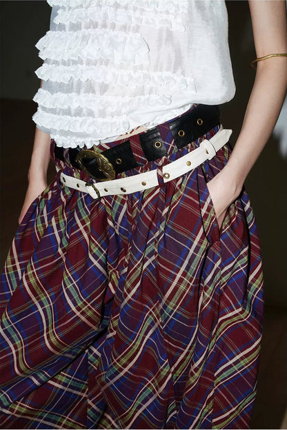Retro Plaid Cotton Pants