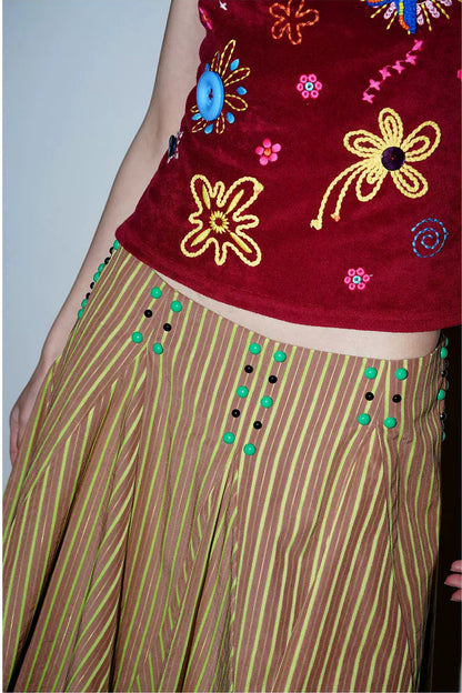 Retro Striped A-Line Skirt