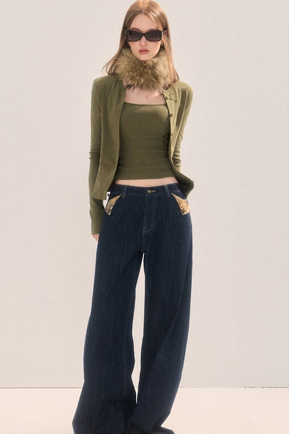 Set T-shirt slim fit con canotta e cardigan