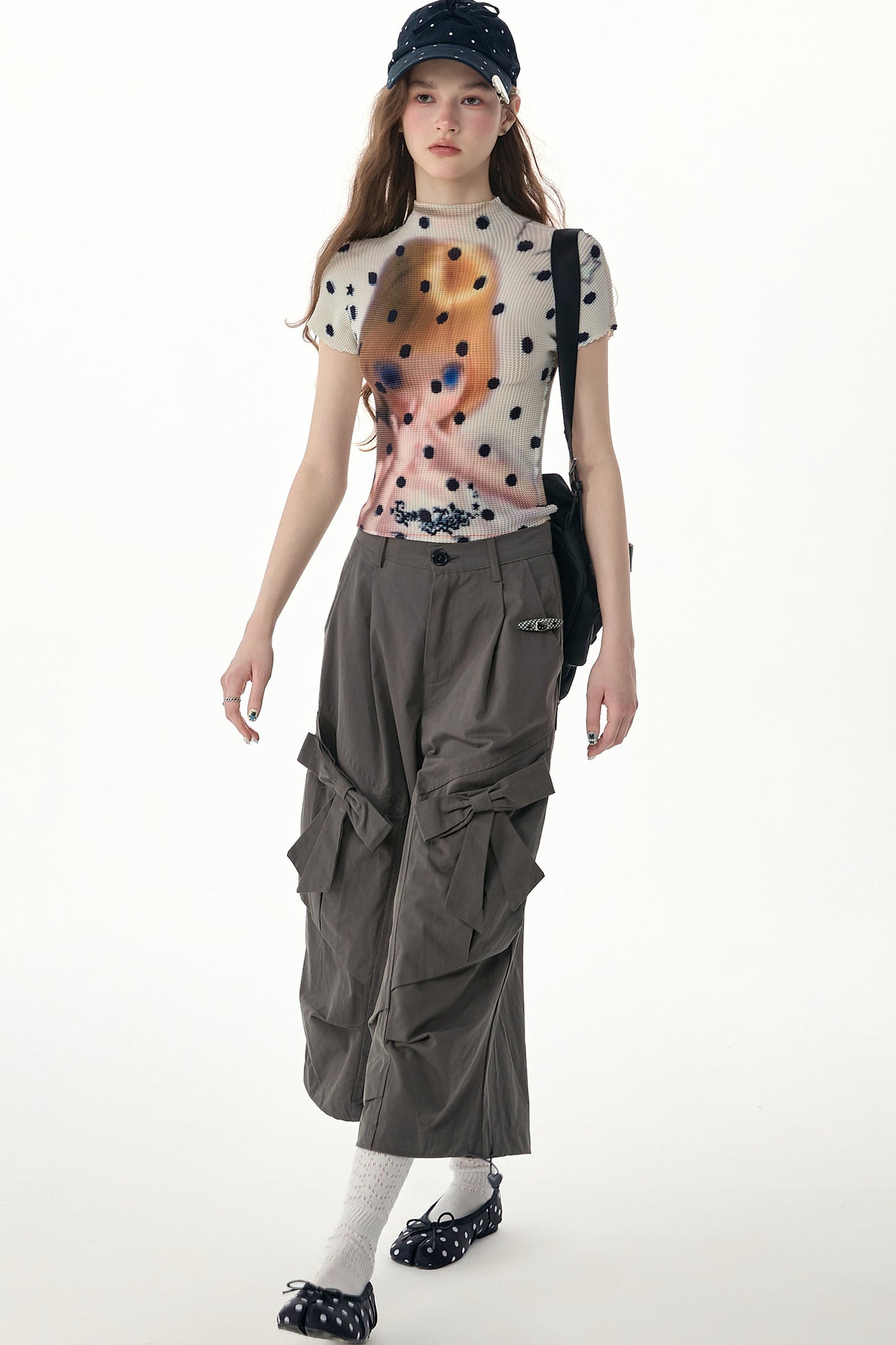 White Polka Dot Doll Print T-Shirt