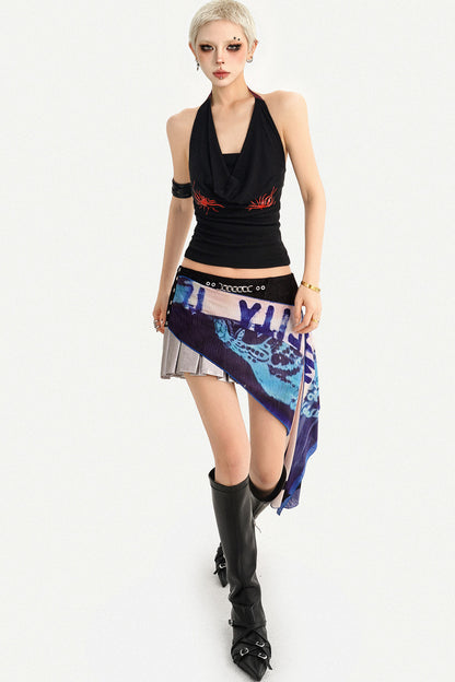 Irregular Asymmetrical Print Mini Skirt