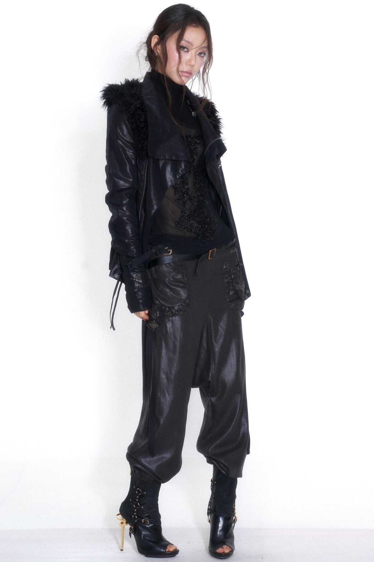 Tencel Double Belt Workwear Pocket Cuffed Pants