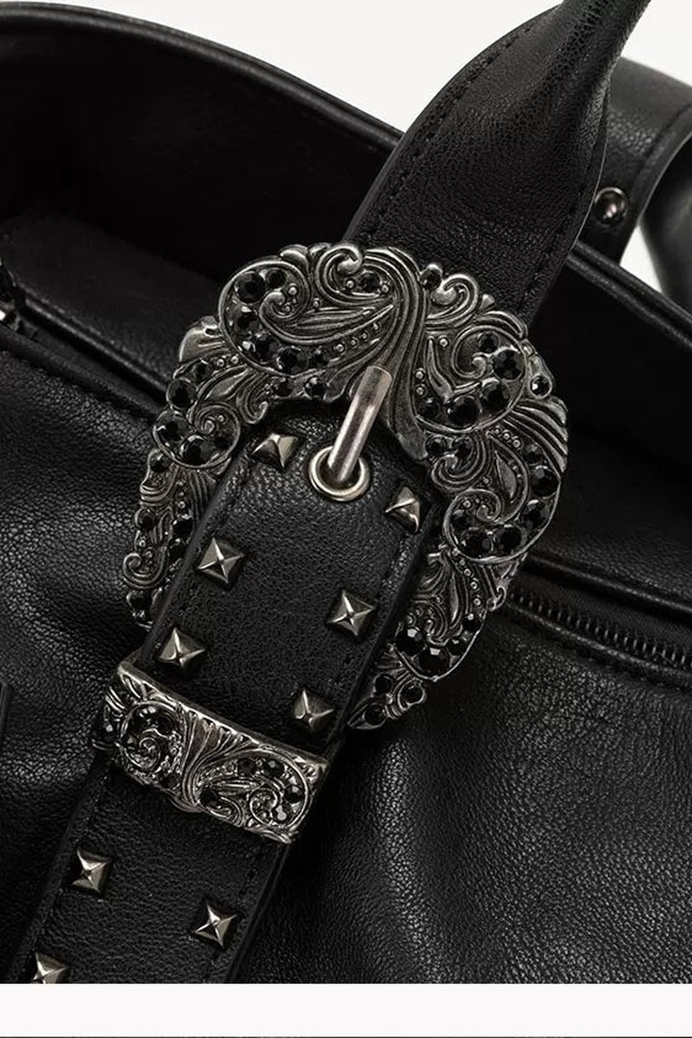 Cross Rivet Leather Shoulder Bag