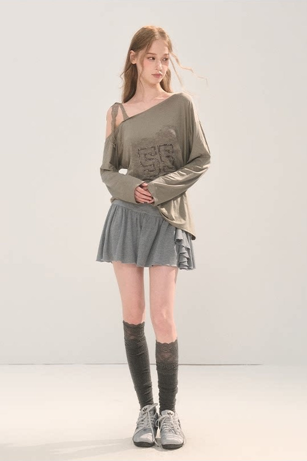 Asymmetrical Lace Shoulder Top