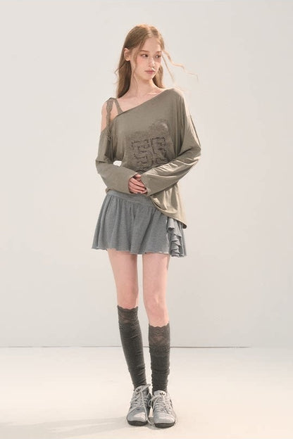 Asymmetrical Lace Shoulder Top