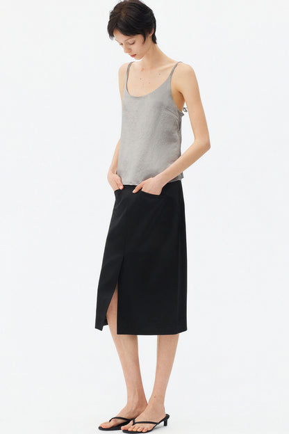 Thin Strap Satin Camisole and Mermaid Skirt Set-Up