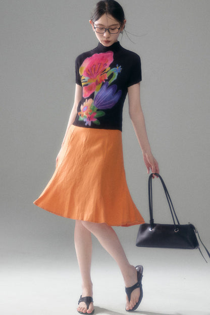 Tencel Linen A-Line Fishtail Skirt