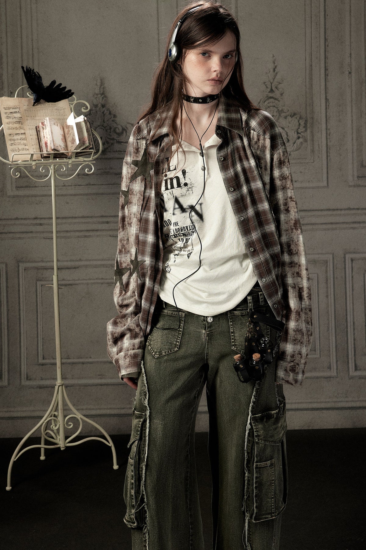 Coffee-Colored Plaid Shirt
