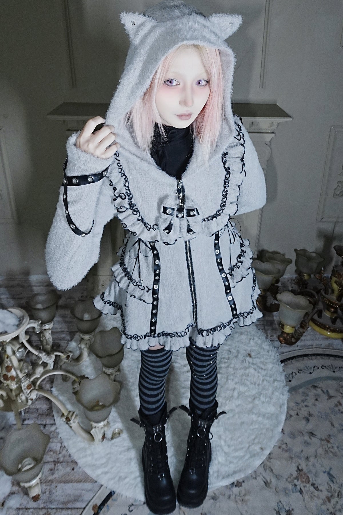 Cat Ear Hooded Plush Dress