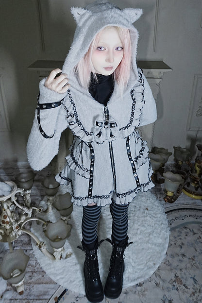 Cat Ear Hooded Plush Dress
