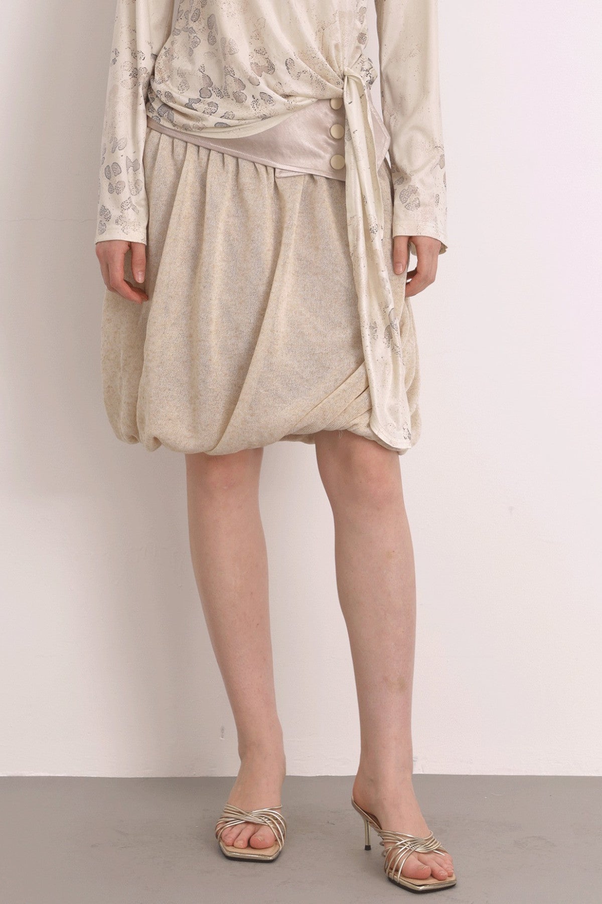 Oatmeal Oil Painting Texture Irregular Skirt