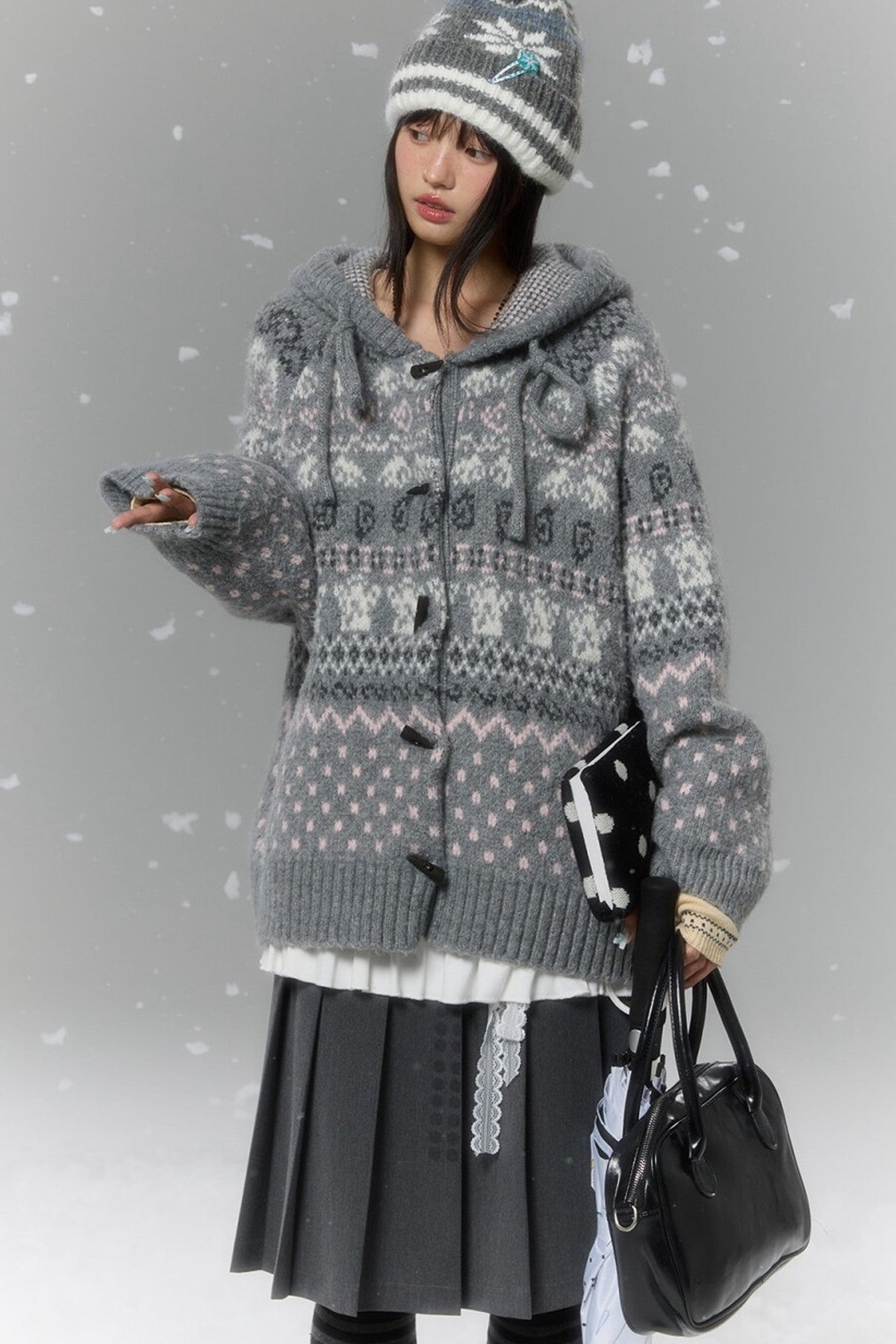 Fair Isle Duffle Button Cardigan