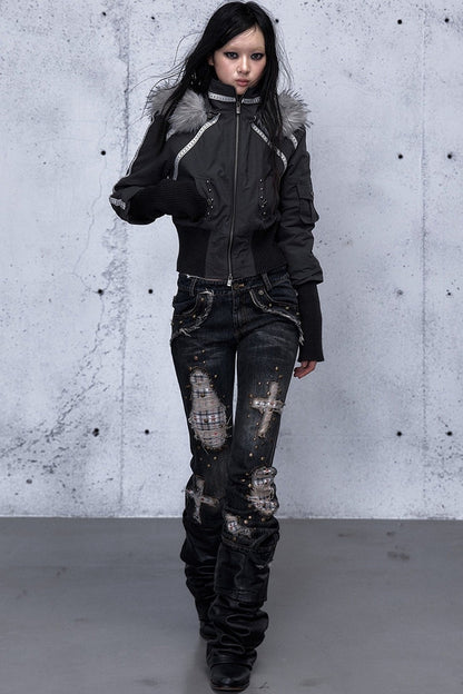 Hooded Fur Collar Parka Outer