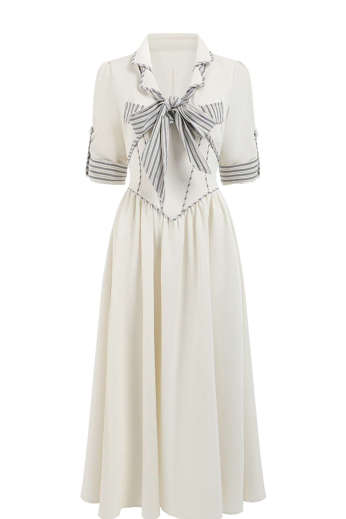 Striped Bow Layered-Look Dress, Top and Skirt Set -Up