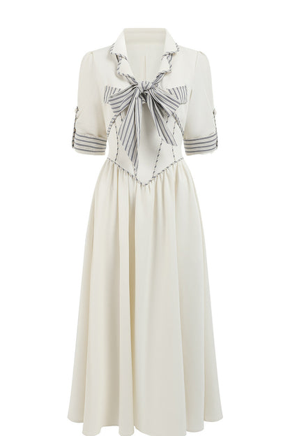 Striped Bow Layered-Look Dress, Top and Skirt Set -Up