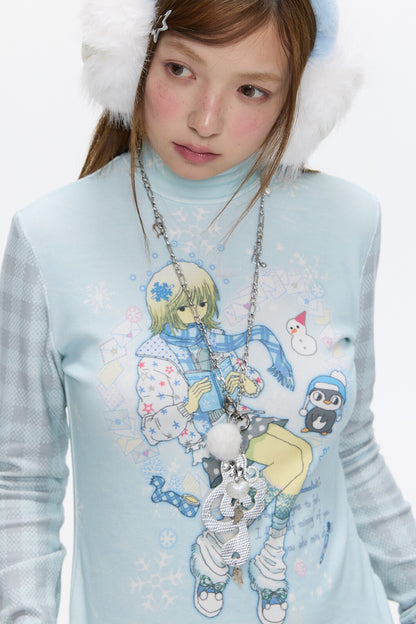 Octopus Grass Half-Turtleneck Top