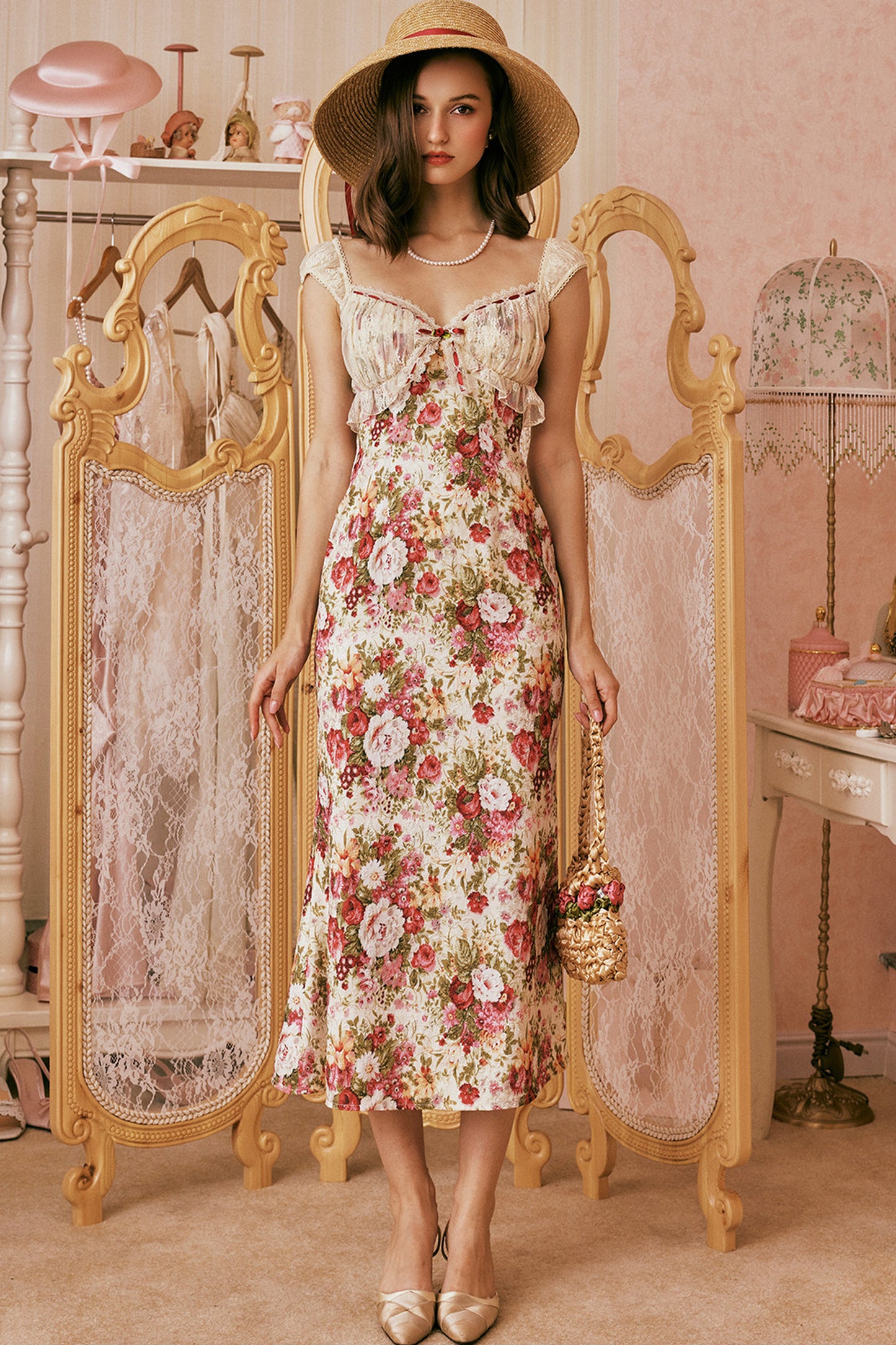 French Romantic Floral Printed Dress