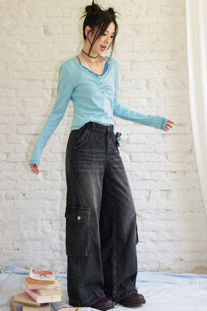 Vintage Wide-Leg Cargo Jeans
