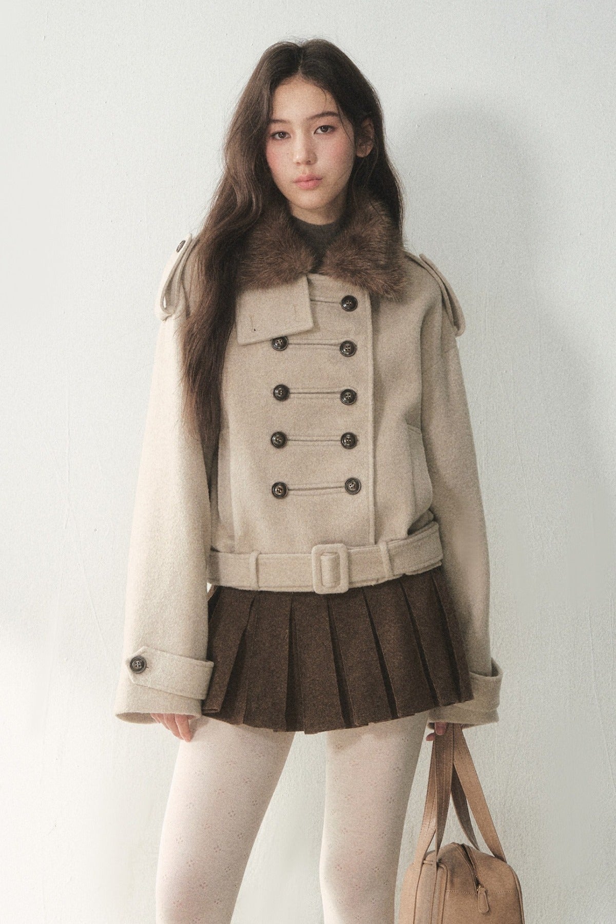 50% Merino Wool Pleated Skirt