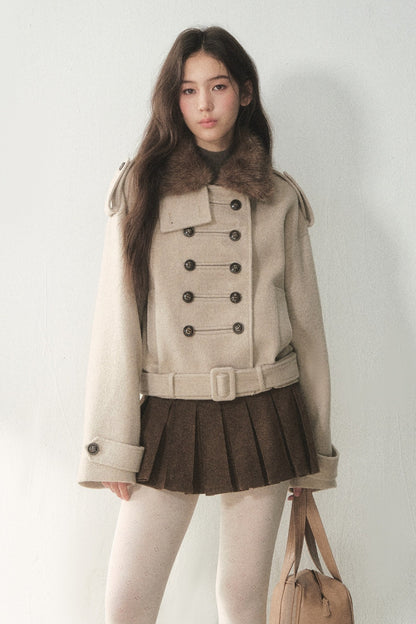 50% Merino Wool Pleated Skirt