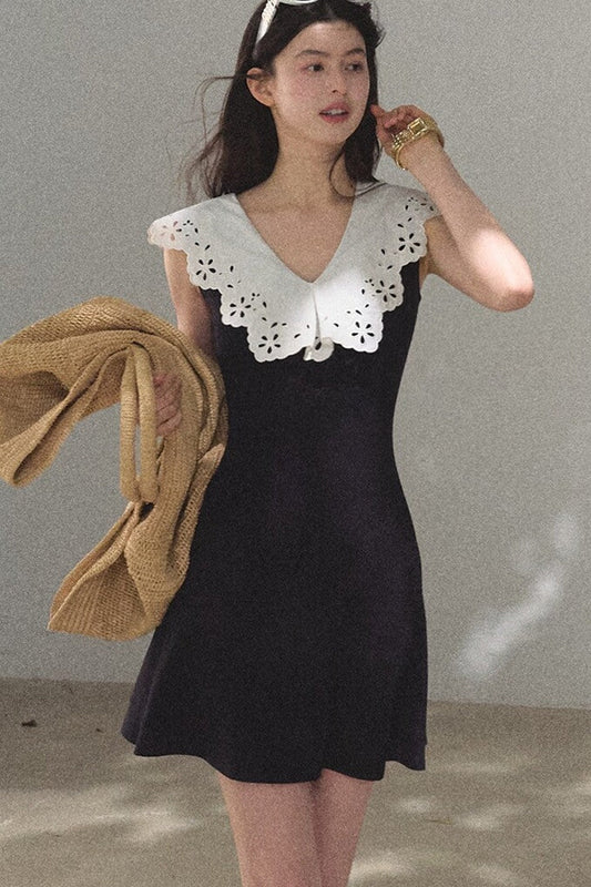 Sleeveless Backless Tree Shadow Cotton Dress