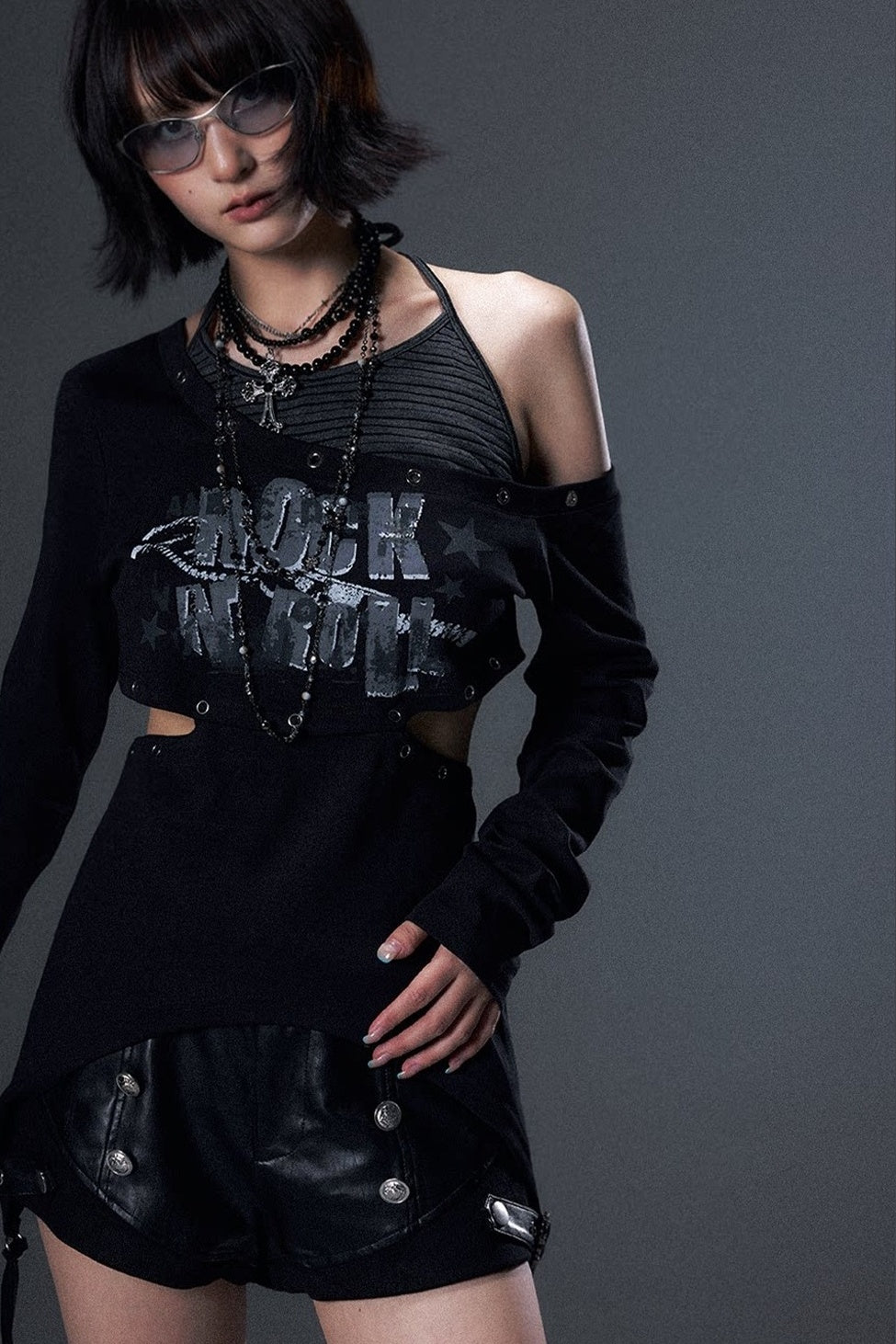 Cut-Out Asymmetrical Rock T-Shirt