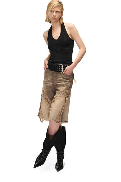 Layered-Look Knit Halter Camisole