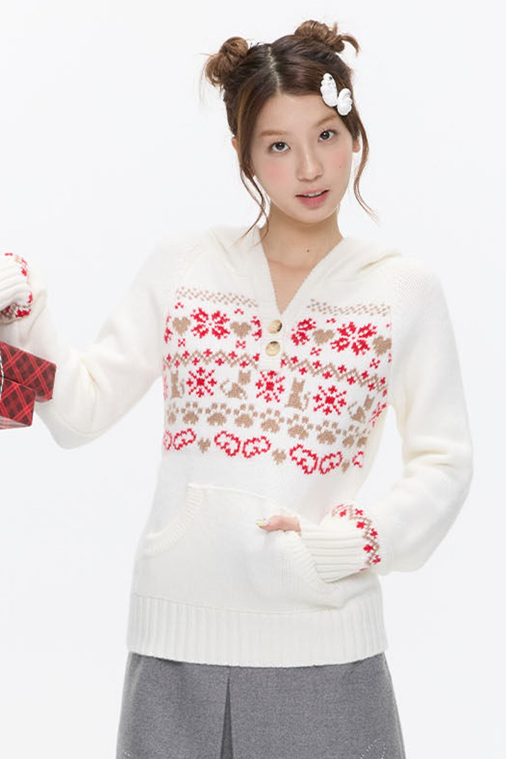 Fair Isle Knit Hoodie