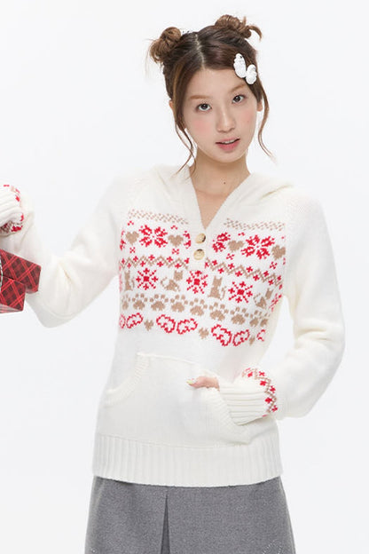 Fair Isle Knit Hoodie