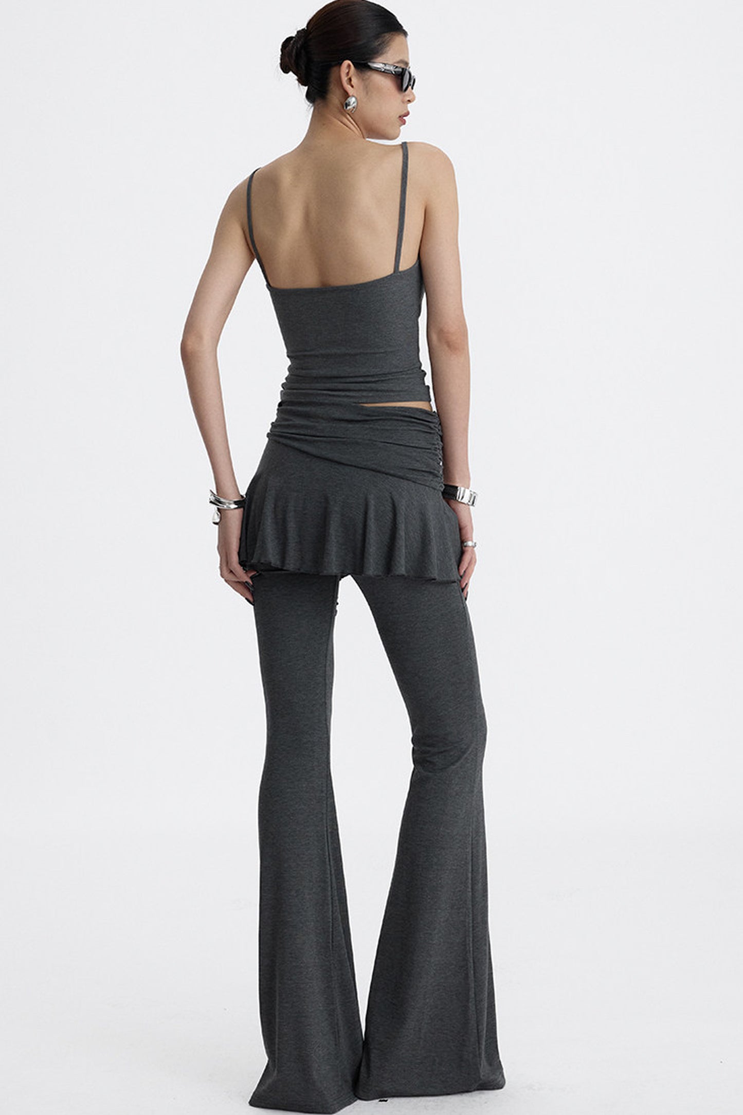 Faux Two-Piece Lyocell Flared Pants Set-Up
