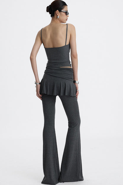 Faux Two-Piece Lyocell Flared Pants Set-Up