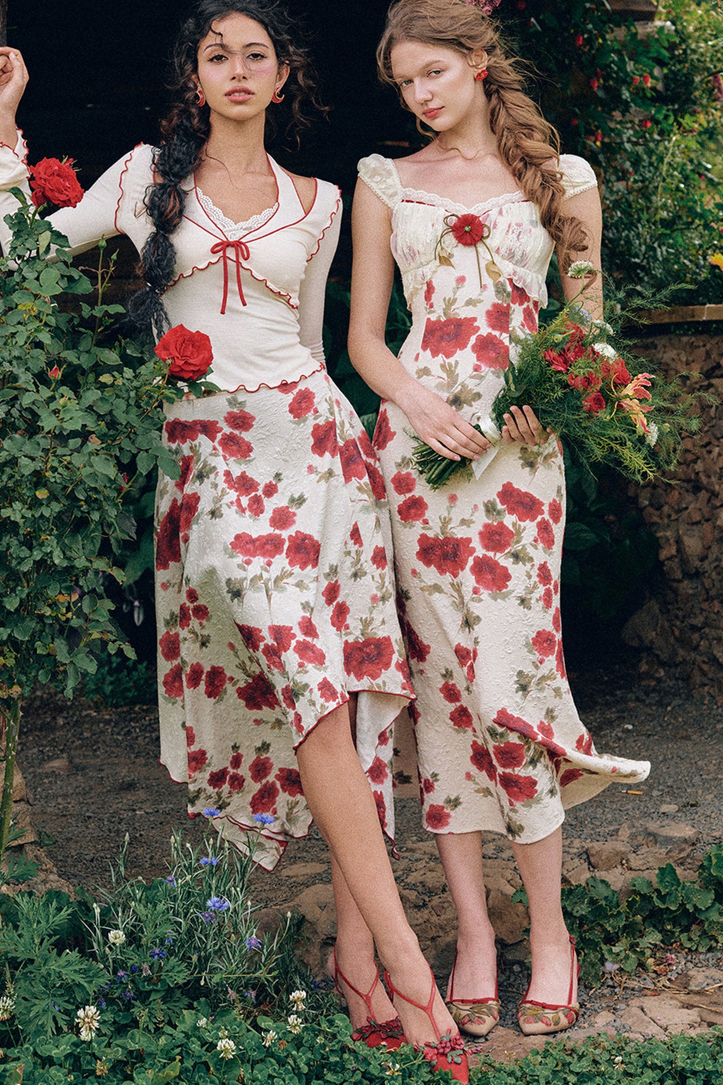 Rose Valley Floral Top and Skirt Set-Up