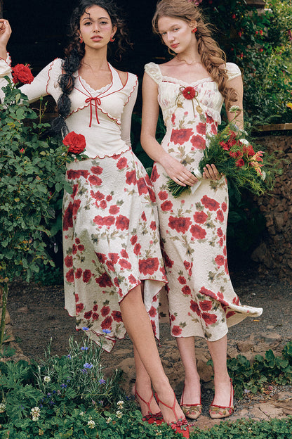 Rose Valley Floral Top and Skirt Set-Up