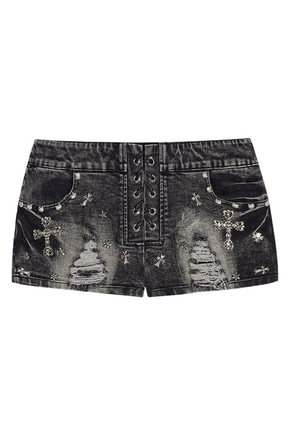 Punk Nieten-Jeansshorts