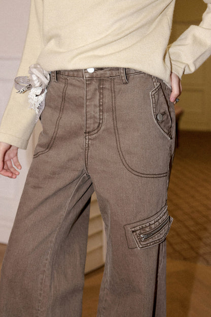 Bamboo Cotton Flared Workwear Pants