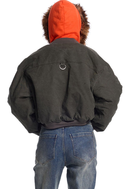 Leichte Punkjacke mit abnehmbarer Kapuze
