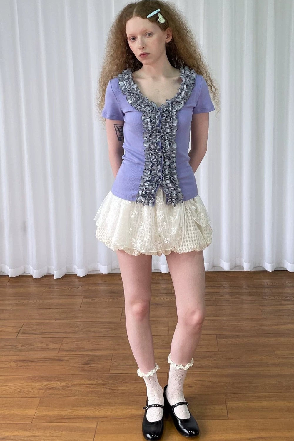 Lace Floral Textured Skirt