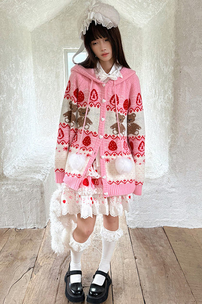 Strawberry Bear Fair Isle Cardigan