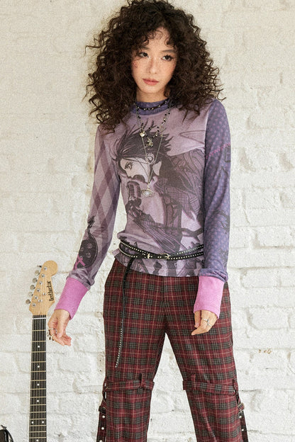 Plaid Polka Dot Printed Blouse
