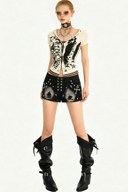 Street Punk Hooded Crop Top