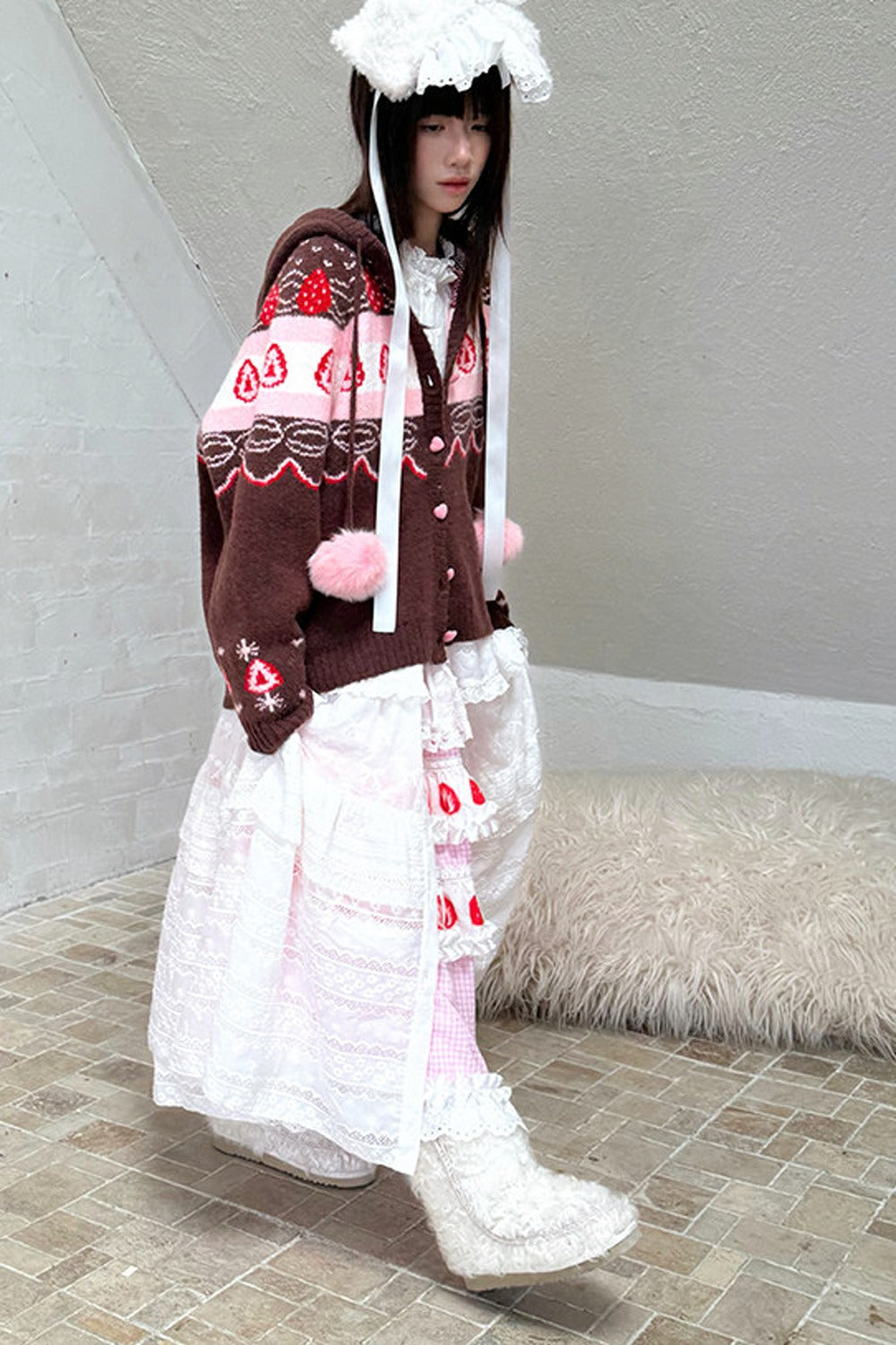 Strawberry Chocolate Fair Isle Cardigan